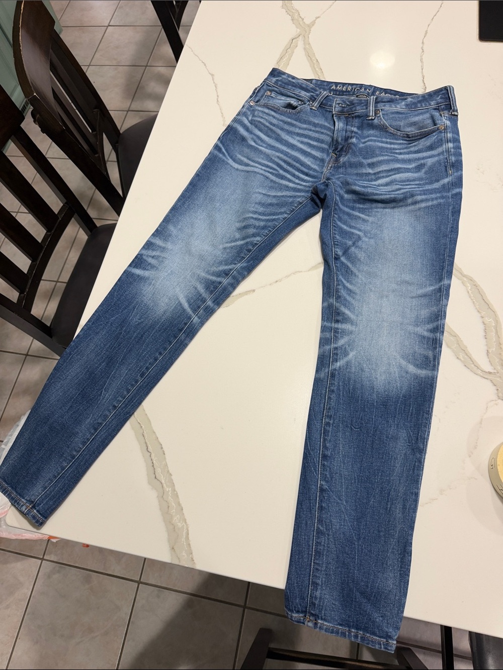 American Eagle Outfitters Slim Straight Jeans in Faded Blue